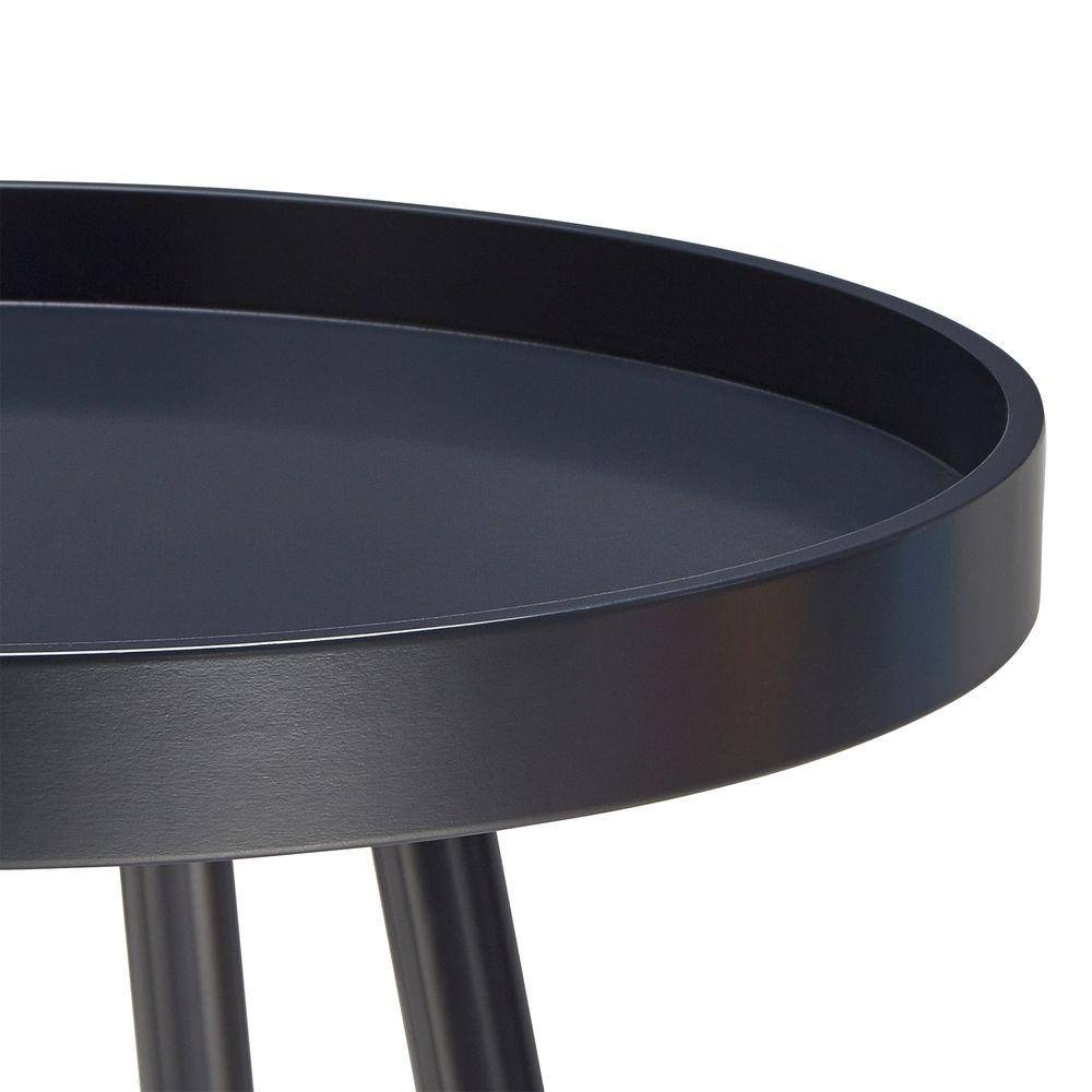 Black and Natural Round Metal Tray Top Accent Table