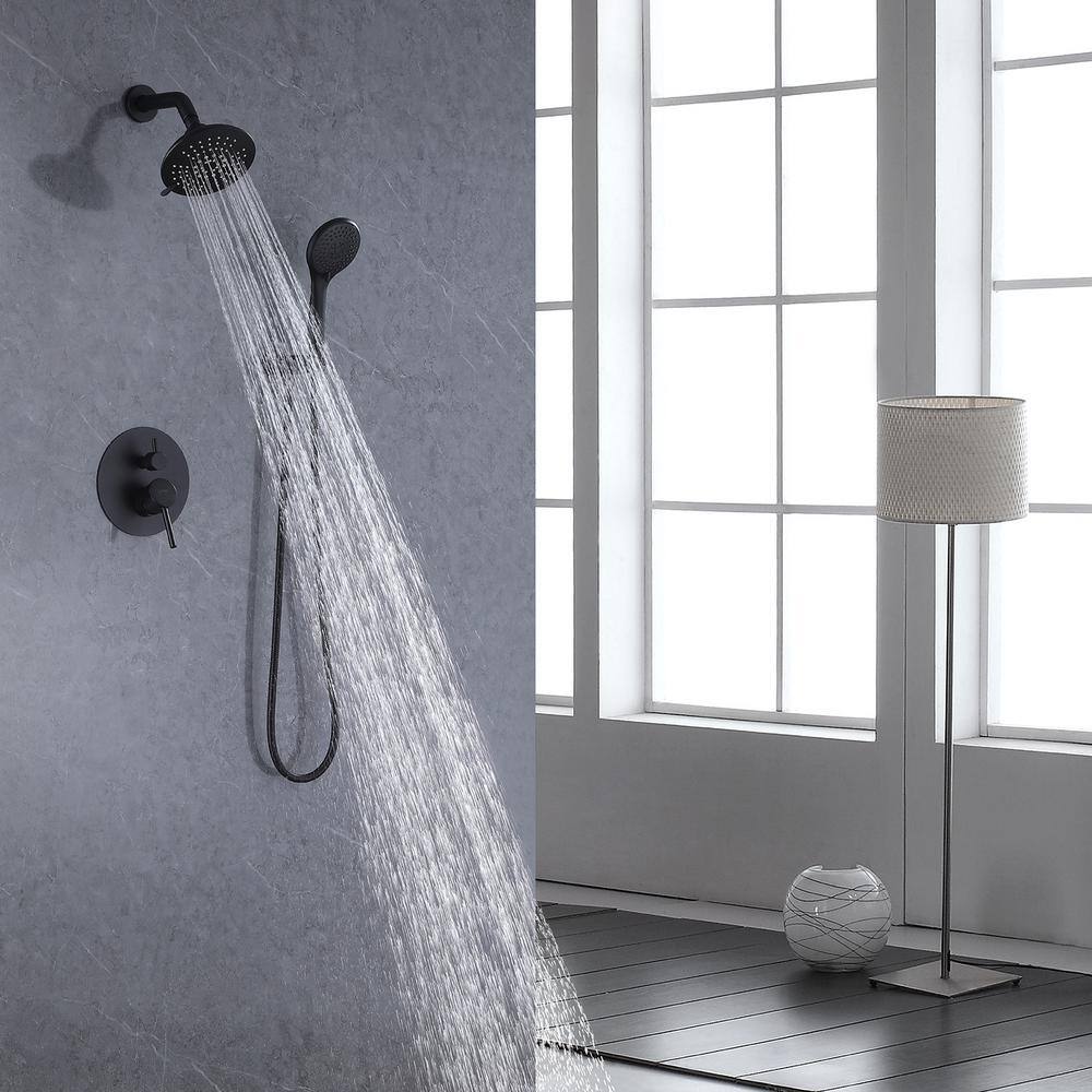 Matte Black Stainless Steel Rain Shower Faucet Set with Handle