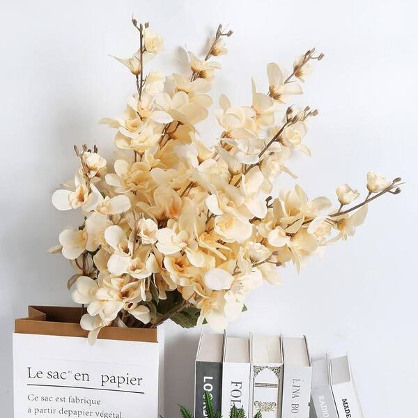 35.43 in. Beige Artificial Flower Faux Delphinium LINBQ135 - The