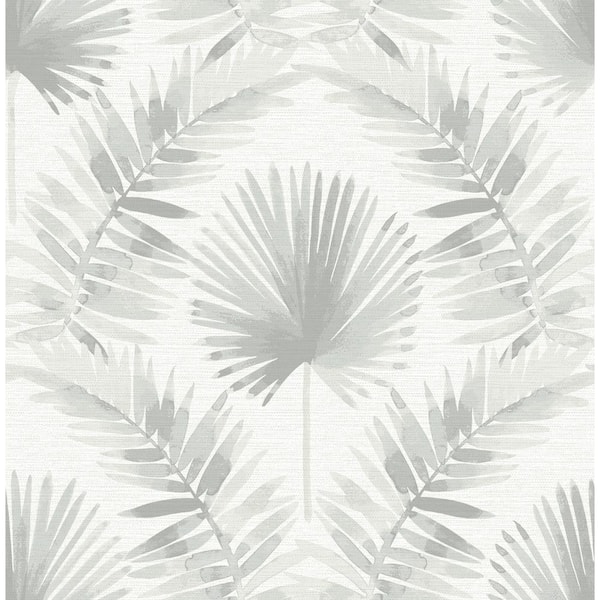 A-Street Prints Calla Grey Painted Palm Matte Paper Non-Pasted Wallpaper