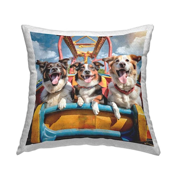 Stupell Industries Dogs on Roller Coaster Outdoor Printed Throw Pillow by Jim Baldwin