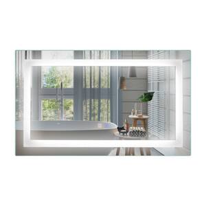 Hans 40 in. W x 24 in. H Medium Rectangular Steel Frameless Dimmable Wall Mounted Bathroom Vanity Mirror in Silver