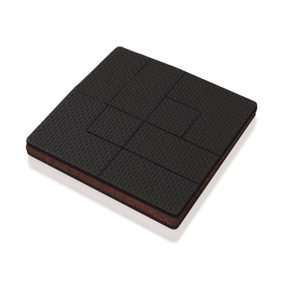 Black 4 Inch Square Non-Slip Rubber Felt Furniture Pads