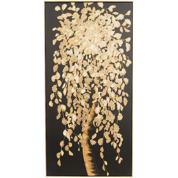 Litton Lane 1-Panel Tree Framed Wall Art with Gold Foil Accents 59 in. x 30 in.