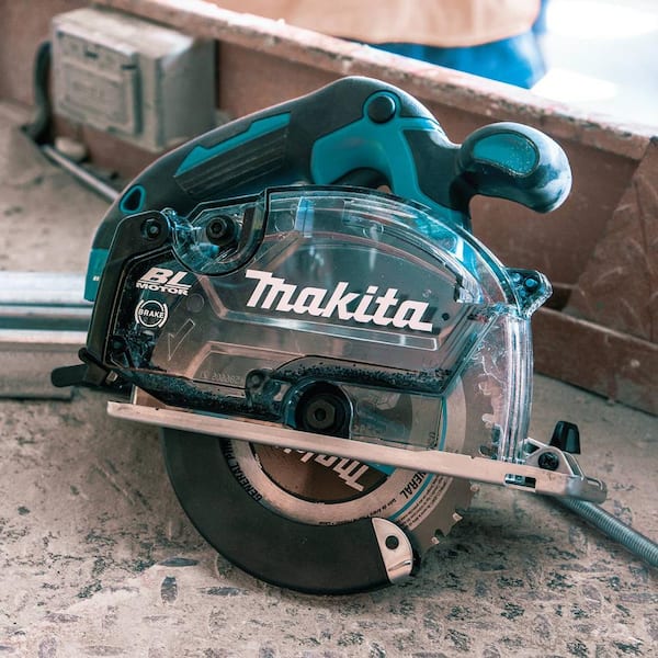 Makita 18V LXT Lithium-Ion Brushless Cordless 5-7/8 in. Metal Cutting Saw  with Electric Brake and Chip Collector Tool-Only XSC04Z The Home Depot