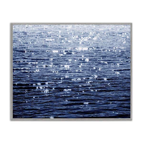 Sun Reflecting on Sea by Maggie Olsen Gray Framed Nature Giclee Art Print 24 in. x 30 in.