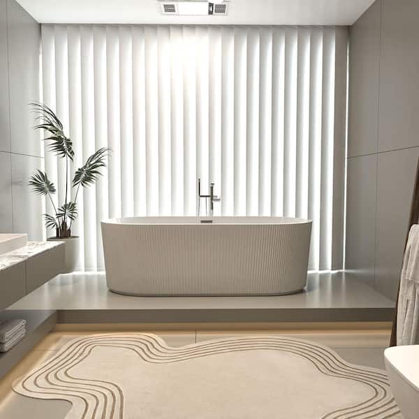 ANGELES HOME 59 in. x 29.5 in. Acrylic Soaking Bathtub in Gloss White with Chrome Overflow and Pop Up Drain