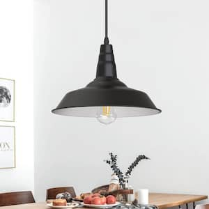 10.24 in. 1-Light Black Dome Shaded Farmhouse Island Pendant Light for Dining Room Living Room