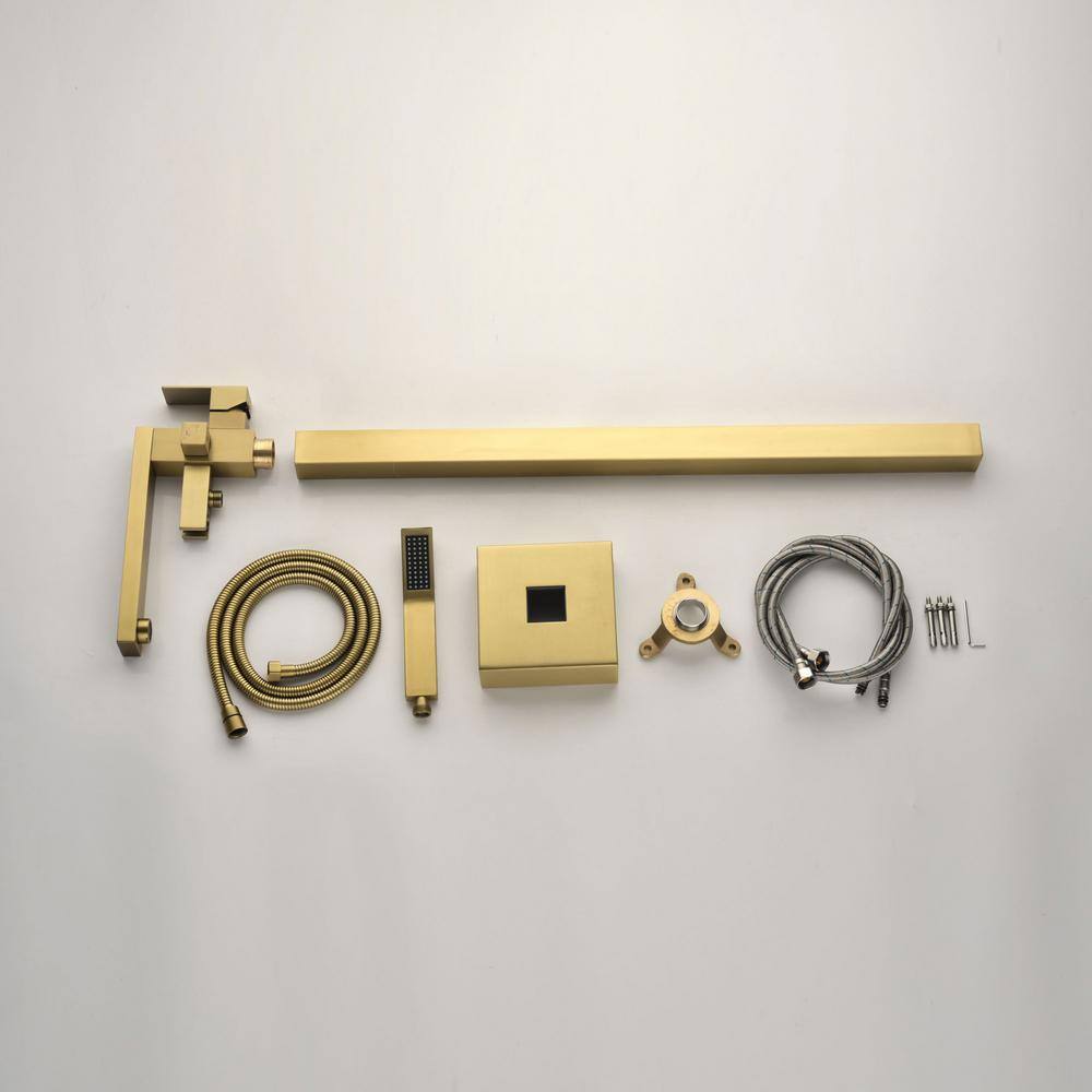 Brushed Gold Freestanding Tub Faucet with Hand Shower