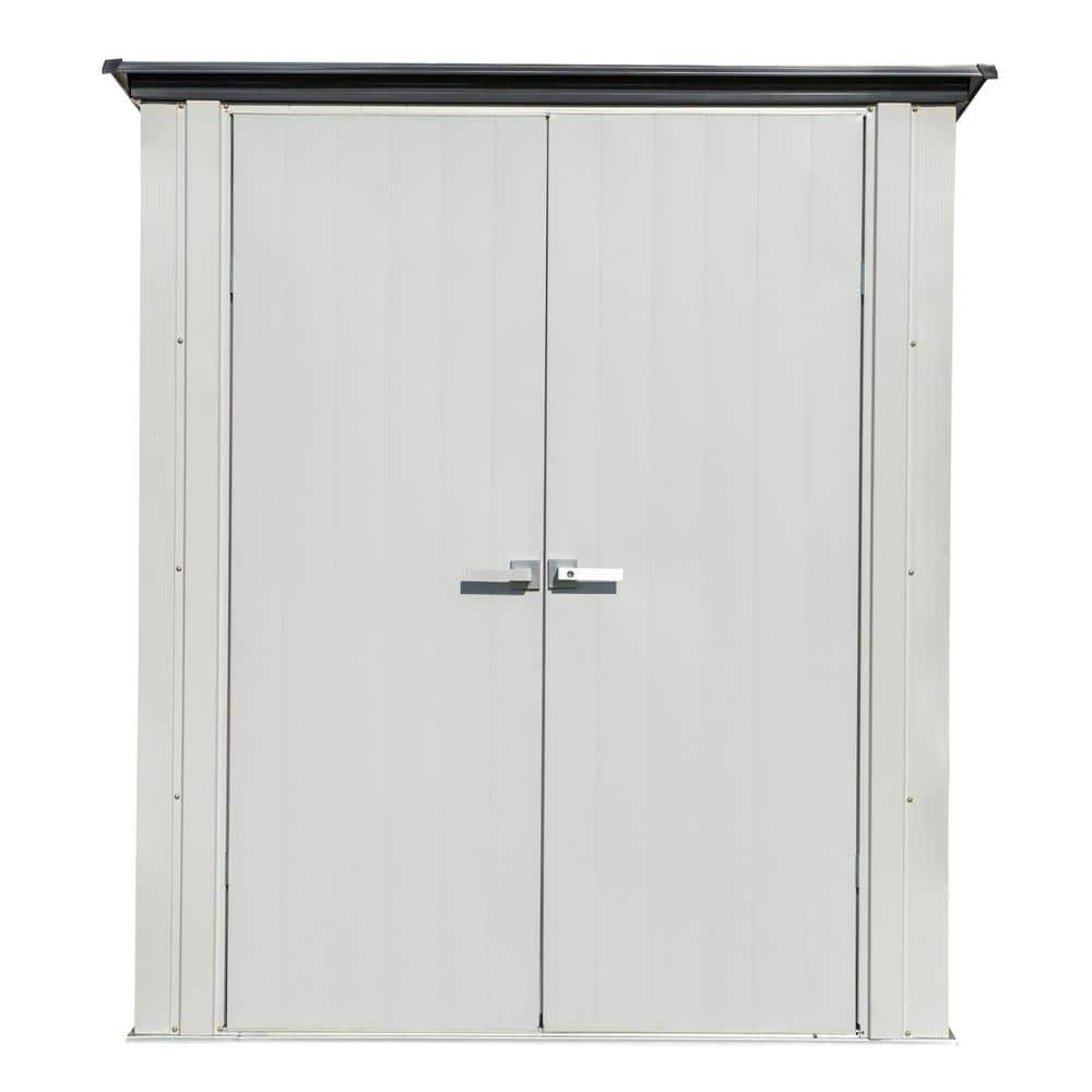 Compact Gray and Anthracite Steel Patio Storage Shed Kit
