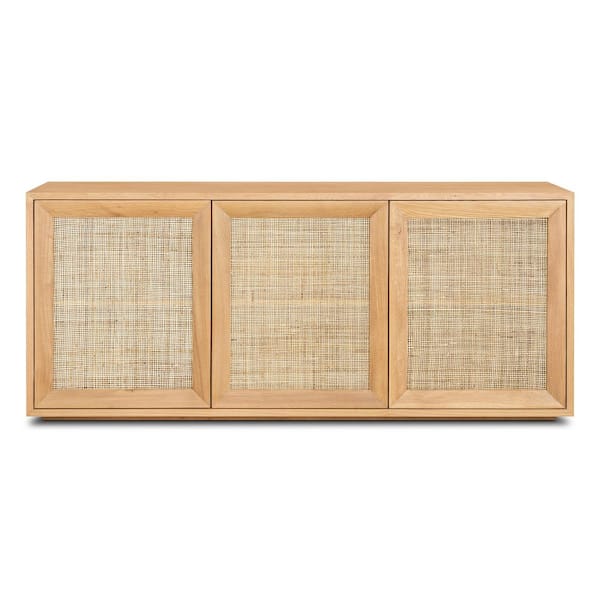 Poly and Bark Tate Oak Wood 76 in. Sideboard with Shelves LR-A8754