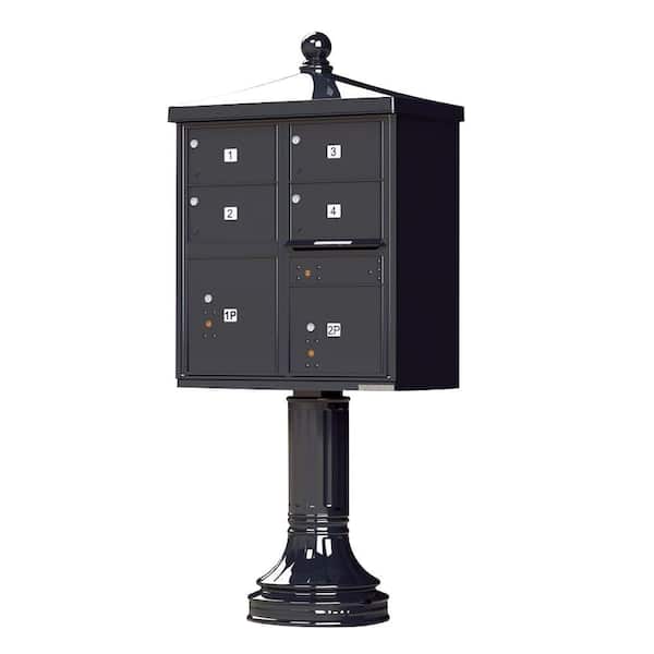 Florence 1570 Series 4-Large Mailboxes, 1-Outgoing, 2-Parcel Lockers, Vital Cluster Mailbox with Vogue Traditional Accessories