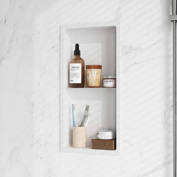 White Matte 12 in. W x 24 in. H x 4 in. D Stainless Steel Niche