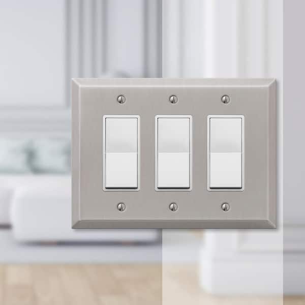 Oversized 3 Gang Rocker Steel Wall Plate - Brushed Nickel