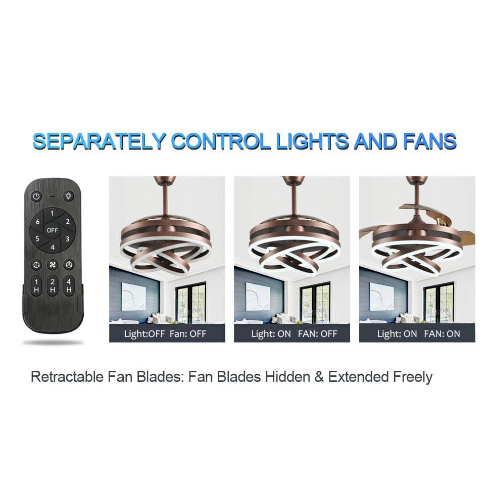 Bayview 42" Brown Brushed Metal LED Ceiling Fan with Remote