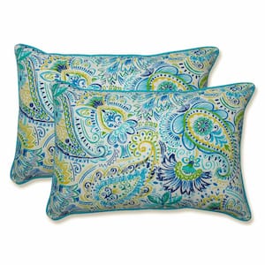 Paisley Blue/Yellow Gilford Rectangular Outdoor Lumbar Pillow 2-Pack