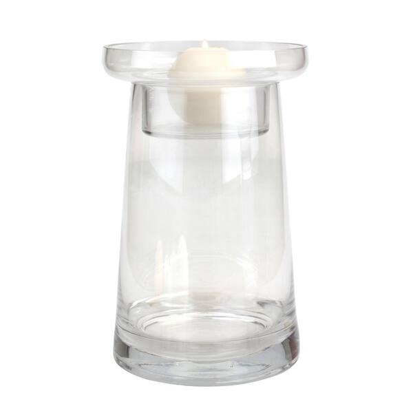 Stonebriar Collection 10 in. Clear Luster Glass Fillable Pillar Candle Holder