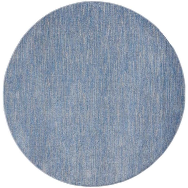 Blue, Gray 8 ft. x 8 ft. Woven Polypropylene Indoor/Outdoor Area Rug