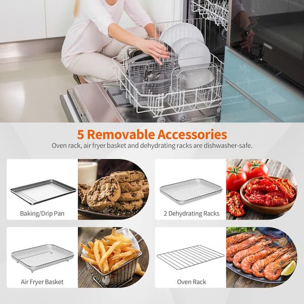 19 Qt Dehydrate Convection Air Fryer Toaster Oven with 5 Accessories -  Costway