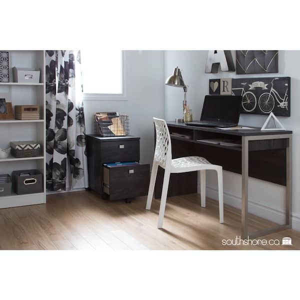 South Shore 47.5 in. Rectangular Gray Oak Writing Desks with Open Storage