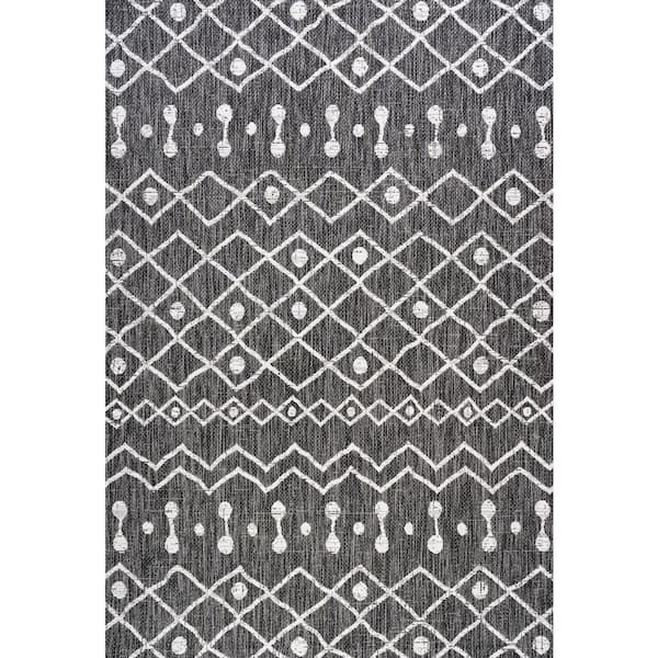 Nokat Modern Bohemian Black/Ivory 4 ft. x 6 ft. Indoor/Outdoor Area Rug