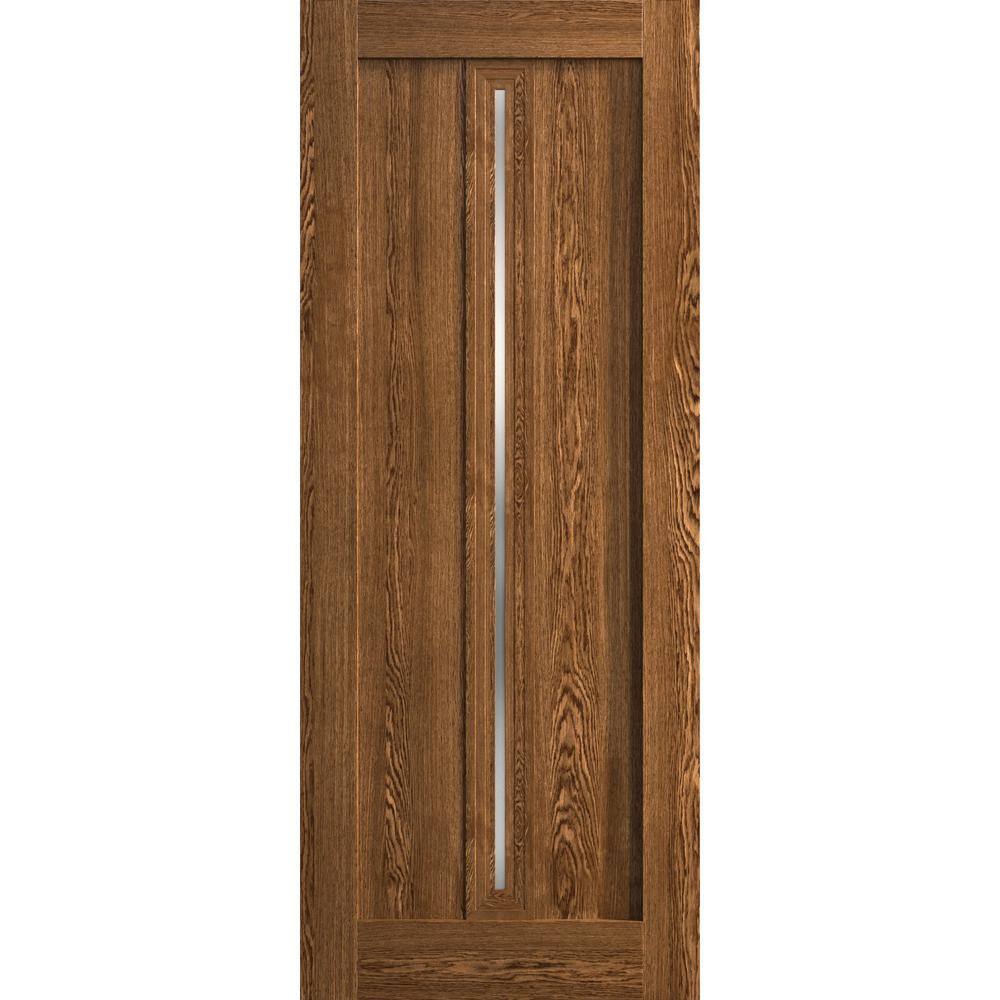 28 in. x 84 in. Frosted Glass Cognac Oak Solid Wood Interior Door Slab with Hardware price history on PriceWatchPro