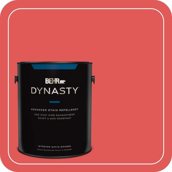 BEHR DYNASTY 1 gal. #150B-6 Firecracker Satin Enamel Interior Stain-Blocking Paint and Primer
