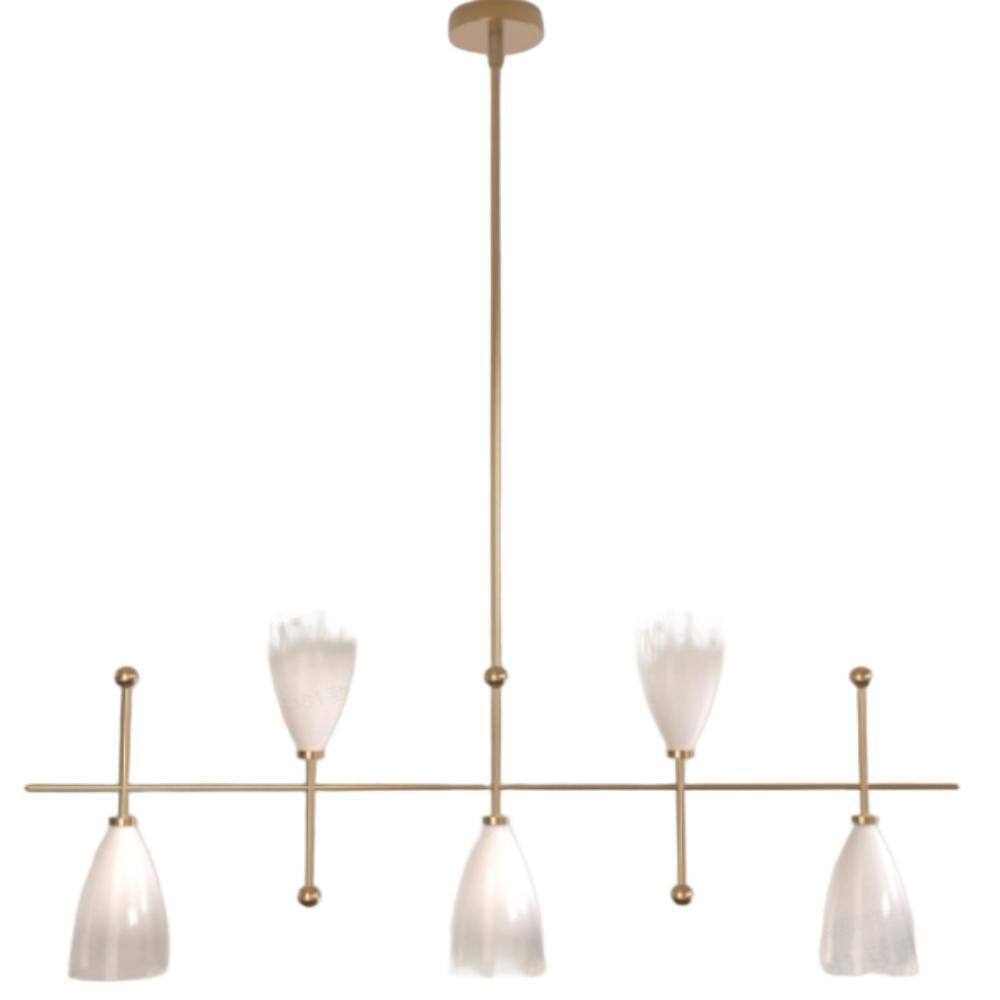 40.6 in. 5-Light Brushed Gold Modern Linear Chandelier with Gradient White Glass Shade for living Room, Kitchen Island price history on PriceWatchPro