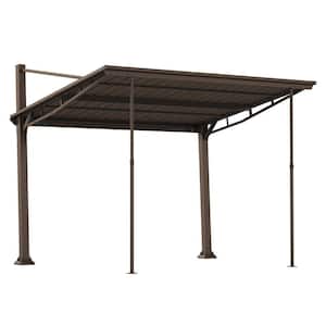 10 ft. x 12 ft. Outdoor Hard Top Metal Gazebo w/Galvanized Steel Roof, Patio Gazebo for Backyard and Deck, Brown