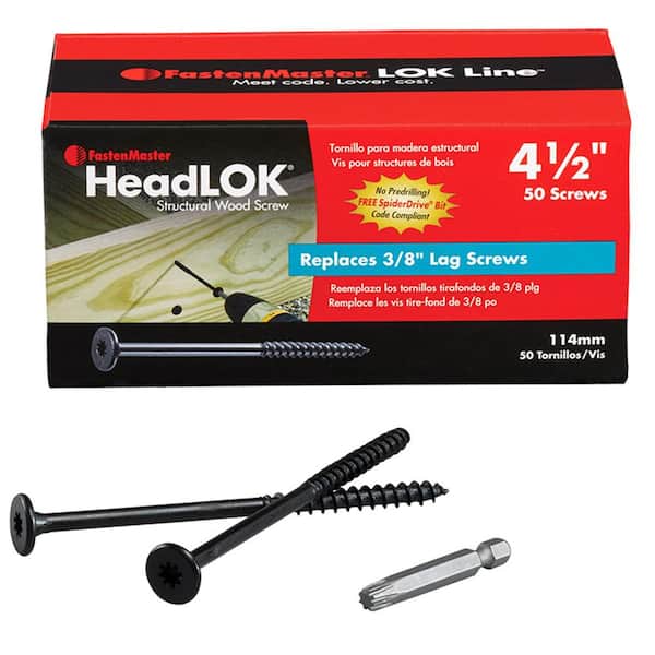 4-1/4 in. HeadLOK Structural Wood Screws Flat Head Wood Screws, Black (50-Pack)