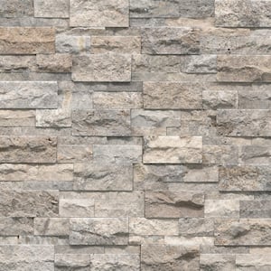 XL Silver Ledger Panel 9 in. x 24 in. Splitface Gray Travertine Wall Tile (36 cases/162 sq. ft. /Pallet)