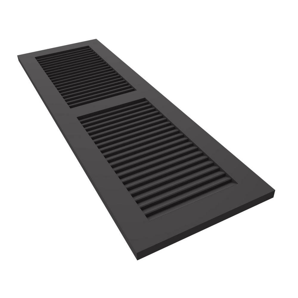 Shadow Mountain Gray Louvered Vinyl Shutters, 15'' x 67'' (Set of 2)