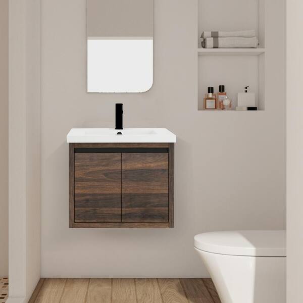 22 Corner Bathroom Vanity with Sink Wall Mount Floating Cabinet w