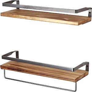 5.5 in. W x 16.75 in. D x 2.75 in. Sliver Wood Decorative Wall Shelves with Brackets