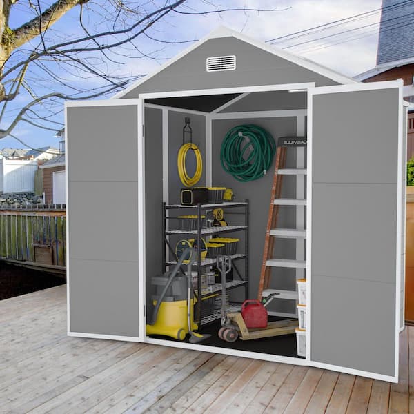 6 ft. W x 5 ft. D Outdoor Resin Storage Shed with Double Door &Window Garden Shed for Bike,Garbage Can,Tool(30sq. ft.)
