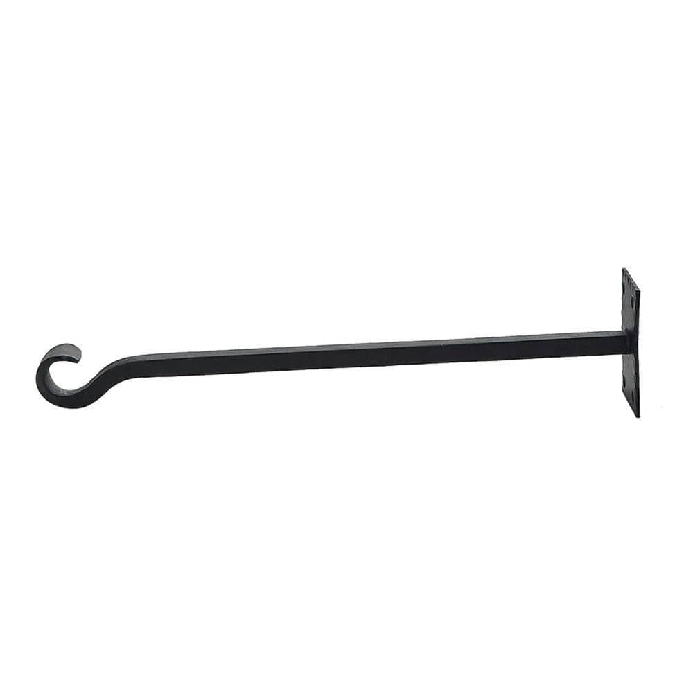 Black Wrought Iron Wall Bracket Set with Curved Hooks