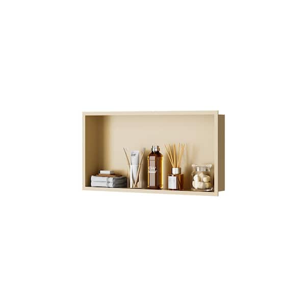 Simple Project 24 in. D x 12 in. W x 4 in. H, Single Layer Recessed Shower Niche, Bathroom Stainless Steel Shower Shelf in Matte Gold