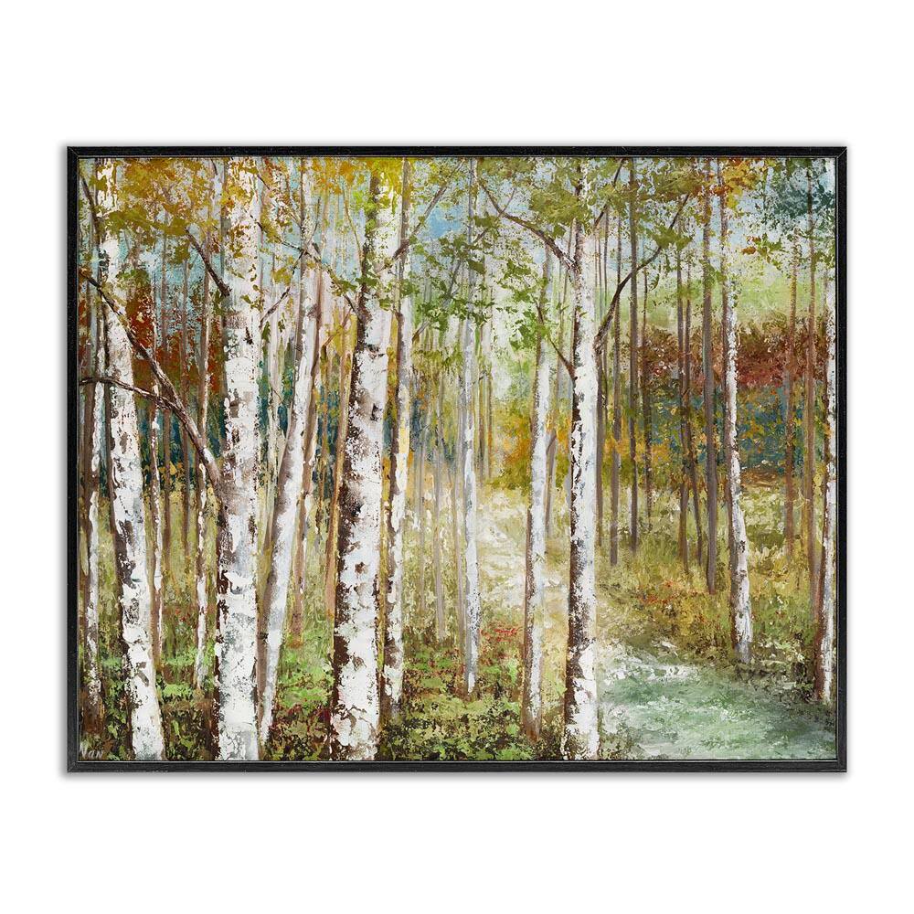 Birch Orchard Grove Hiking Passage Impressionist Painting by Nan Black Framed Graphic Nature Art Print 11 in. x 14 in. price history on PriceWatchPro