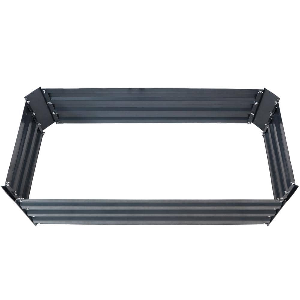 Rust-Resistant Dark Gray Galvanized Steel 48" Raised Garden Bed