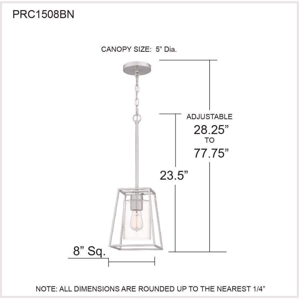 Prescott Transitional Mini Pendant Light in Brushed Nickel with Clear Glass