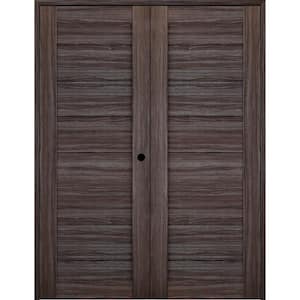 Ermi 36 in. x 80 in. Left Hand Active Gray Oak Finished Wood Composite Double Prehung Interior Door