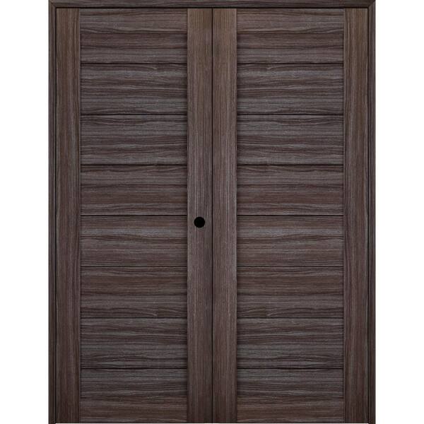 Belldinni Ermi 72 in. x 80 in. Left Hand Active Gray Oak Finished Wood Composite Double Prehung Interior Door