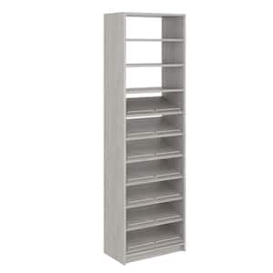 14 in. W D x 25.375 in. W x 84 in. H Seashore Grey Shoe Storage Tower Wood Closet System