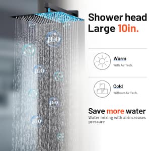 Rainfull 2-Spray Square with 1.8 GPM 10 in. Shower Faucet Wall Mounted Dual Shower Heads in Matte Black (Valve Included)
