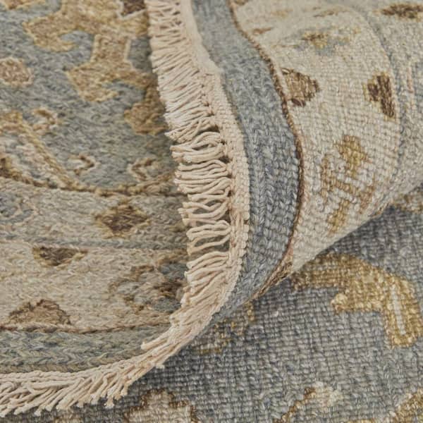 2 ft. x 3 ft. Gray and Ivory Wool Oriental Hand Knotted With Fringe Area Rug
