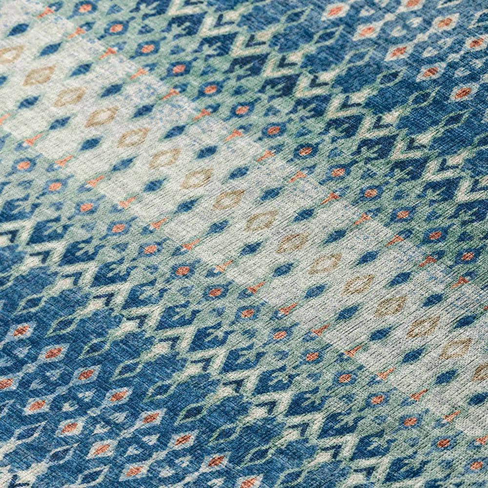 Seaglass Blue Chenille 5' x 7'6" Easy-Care Rectangular Area Rug