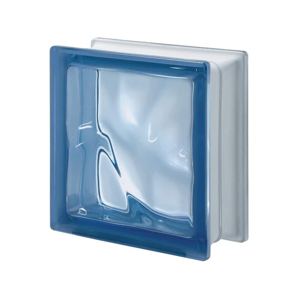  Quality Glass Block Bloque de vidrio de color azul Brilly Wave  de 7,5 x 7,5 x 3 : Herramientas y Mejoras del Hogar