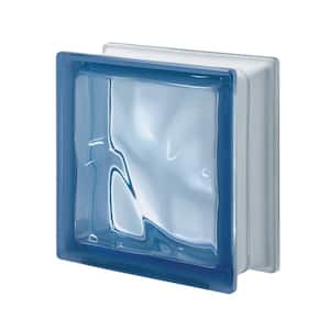 Pegasus Metric Series 7.5 x 7.5 x 3.15 in. Blue Q19 (5-Pack) Blue Wave Pattern Glass Block