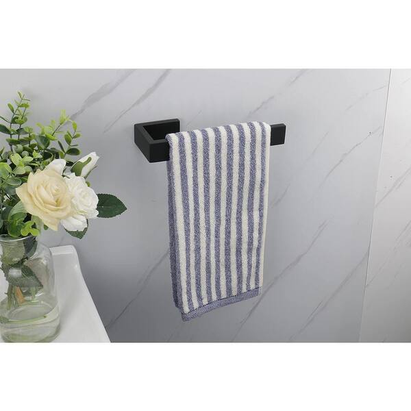 Bathroom 9 in. Wall Mounted Towel Bar Stainless Steel Hand Towel Holder in Black
