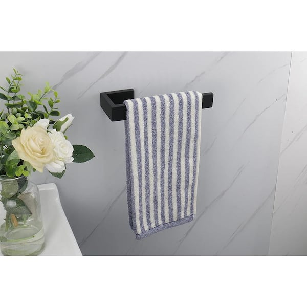 Bathroom 9 in. Wall Mounted Towel Bar Stainless Steel Hand Towel Holder in Black